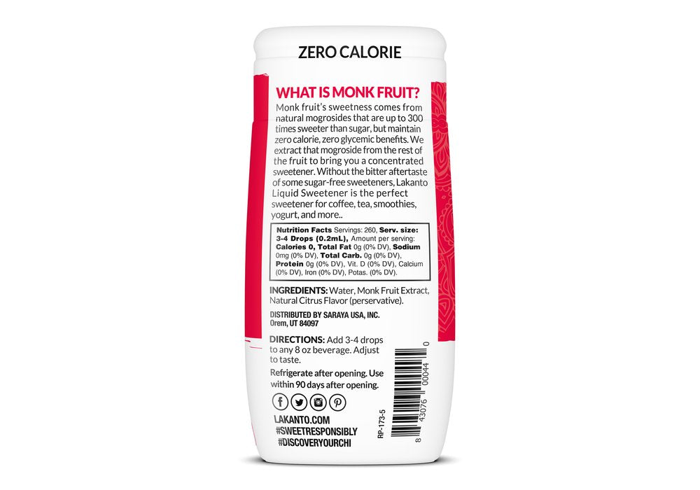 Lakanto Monkfruit Extract Drops Original 1.76 oz (52 ml)